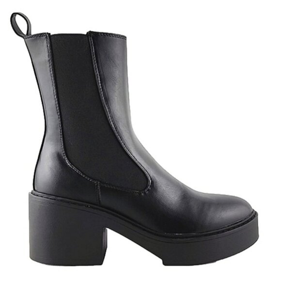 Nine West Shoes - Nine West Women's Doleas Black Faux Leather Platform Slip On Ankle Boots Sz 6.5M